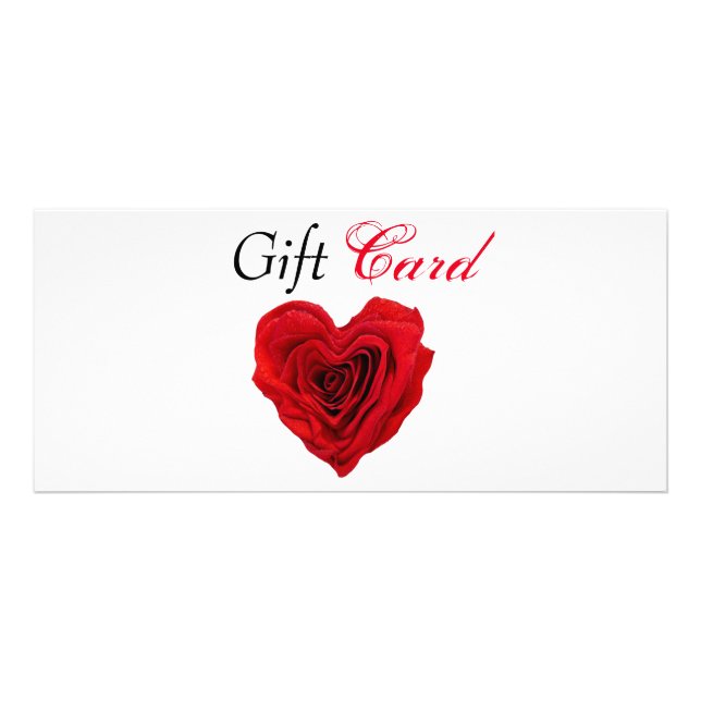 Heart-Shaped Red Rose Valentine's Gift Card (Front)
