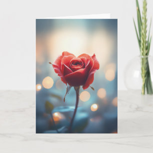 Heart-Shaped Red Rose with Dreamy Bokeh Background Invitation