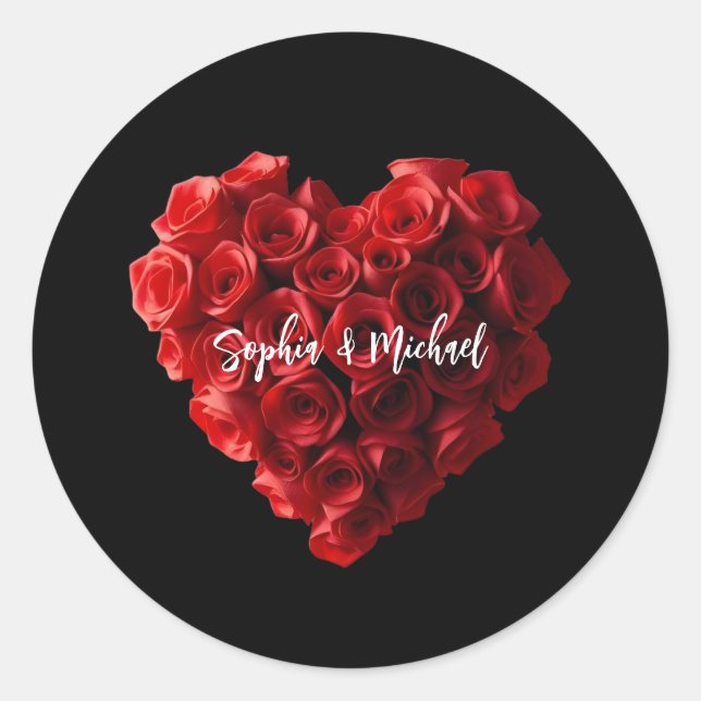Heart Shaped Red Roses- Classic Round Sticker (Front)