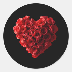 Heart Shaped Red Roses- Classic Round Sticker