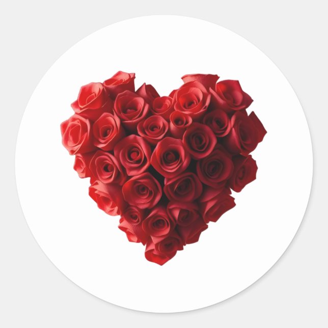 Heart Shaped Red Roses- Classic Round Sticker (Front)
