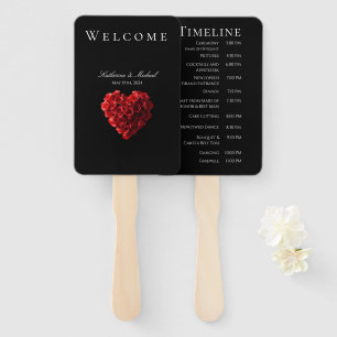 Heart Shaped Red Roses-Wedding- Hand Fan