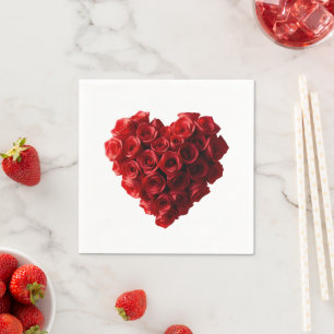 Heart Shaped Red Roses-Wedding- Napkin