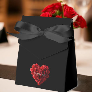 Heart Shaped Red Roses-Wedding Thank you Favour Box