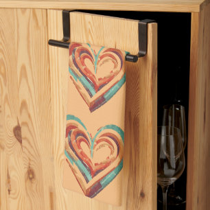 Heart-Shaped Retro Tea Towel