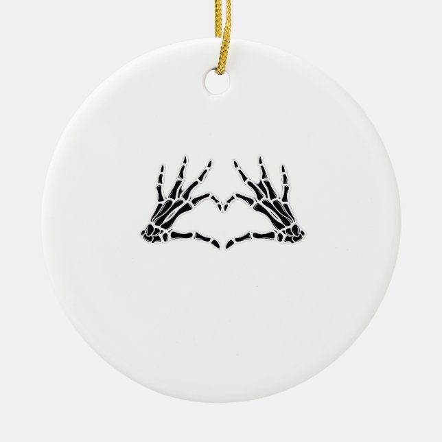 Heart-Shaped Skeleton Hands - Unique Art For Skele Ceramic Ornament (Front)