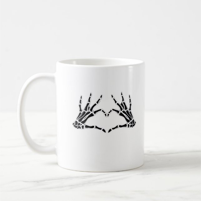 Heart-Shaped Skeleton Hands - Unique Art For Skele Coffee Mug (Left)