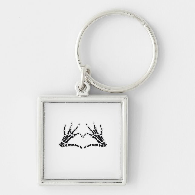 Heart-Shaped Skeleton Hands - Unique Art For Skele Key Ring (Front)