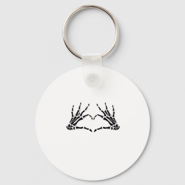 Heart-Shaped Skeleton Hands - Unique Art For Skele Key Ring (Front)