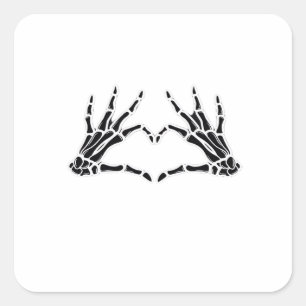 Heart-Shaped Skeleton Hands - Unique Art For Skele Square Sticker