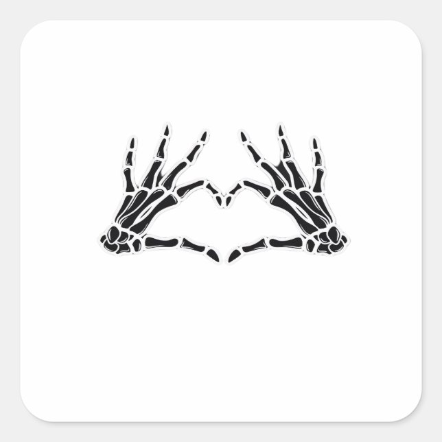 Heart-Shaped Skeleton Hands - Unique Art For Skele Square Sticker (Front)
