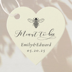 Heart Shaped Soft Yellow Meant to Bee Wedding Favour Tags