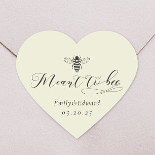 Heart Shaped Soft Yellow Meant to Bee Wedding Heart Sticker
