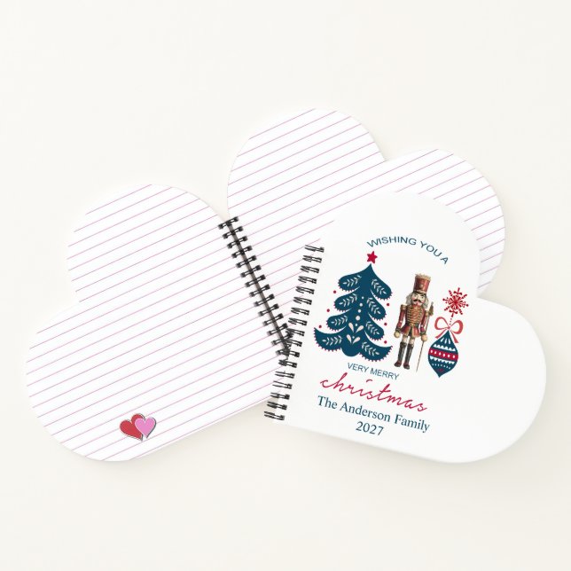 Heart Shaped Spiral Bound Notebook with Nutcracker (Inside)