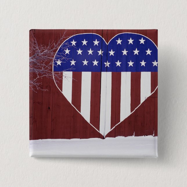 Heart-Shaped Stars and Stripes 15 Cm Square Badge (Front)