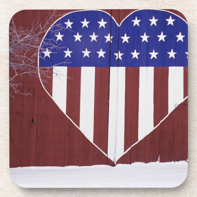 Heart-Shaped Stars and Stripes Coaster (Front)