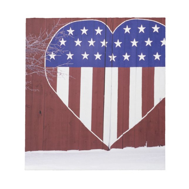 Heart-Shaped Stars and Stripes Notepad (Front)
