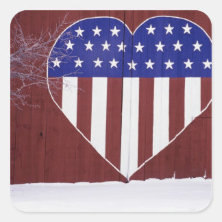 Heart-Shaped Stars and Stripes Square Sticker