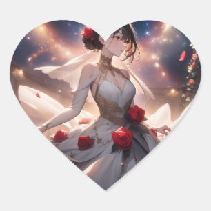 Heart Shaped Sticker's, Bride & Red Rose's Sticker