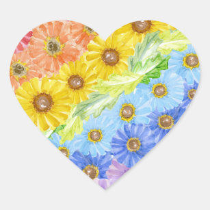 Heart Shaped Stickers, Floral Heart Stickers