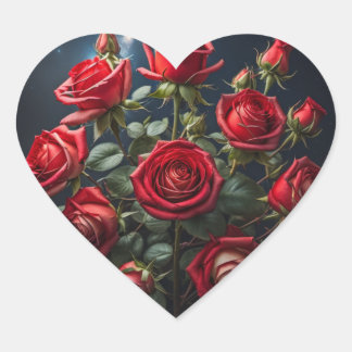 Heart Shaped Sticker's With Rose's Sticker