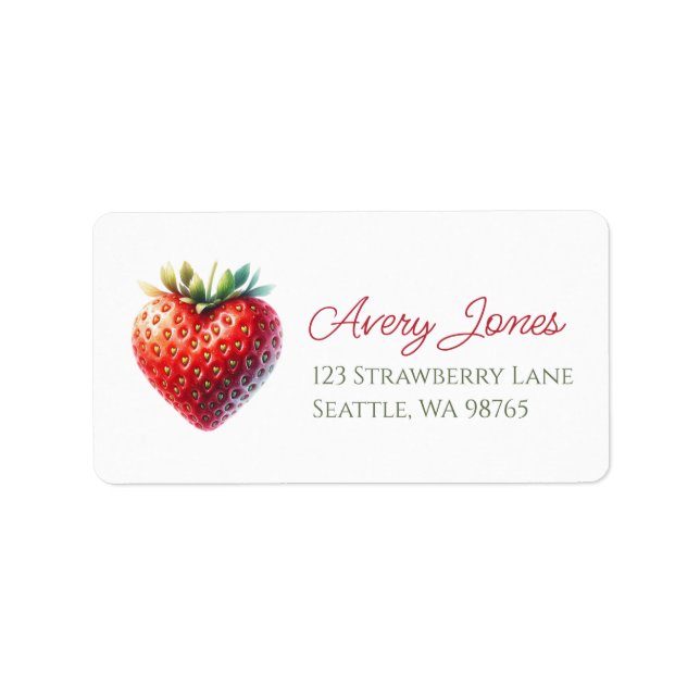 Heart Shaped Strawberry Address Label (Front)