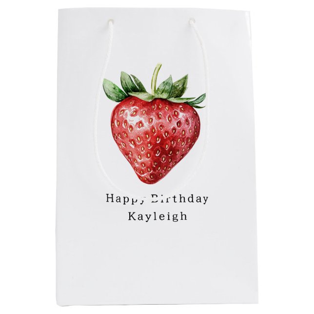 Heart Shaped Strawberry Birthday Medium Gift Bag (Front)