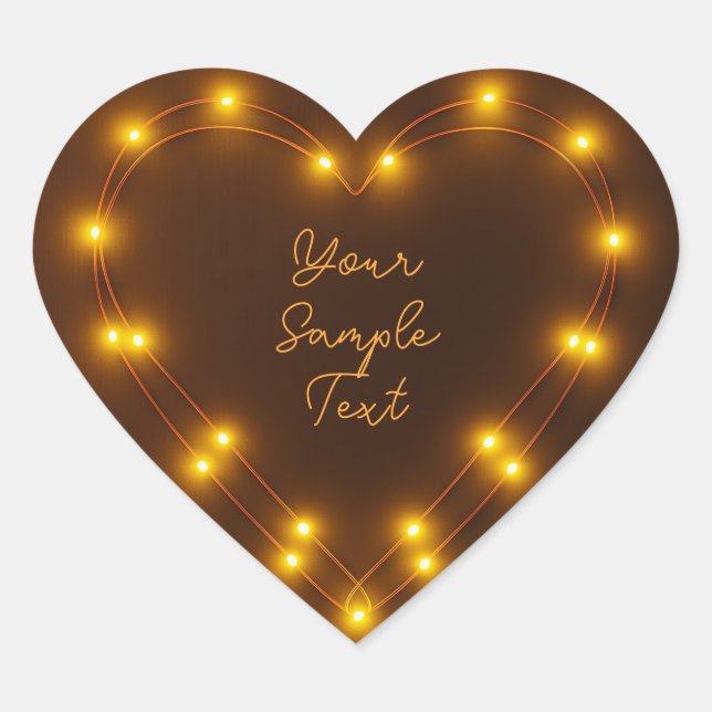 Heart Shaped String Lights Custom Text Design Sticker (Front)