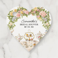 Heart shaped Tea Party Bridal Shower Favours Tag