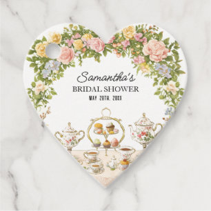 Heart shaped Tea Party Bridal Shower Favours Tag
