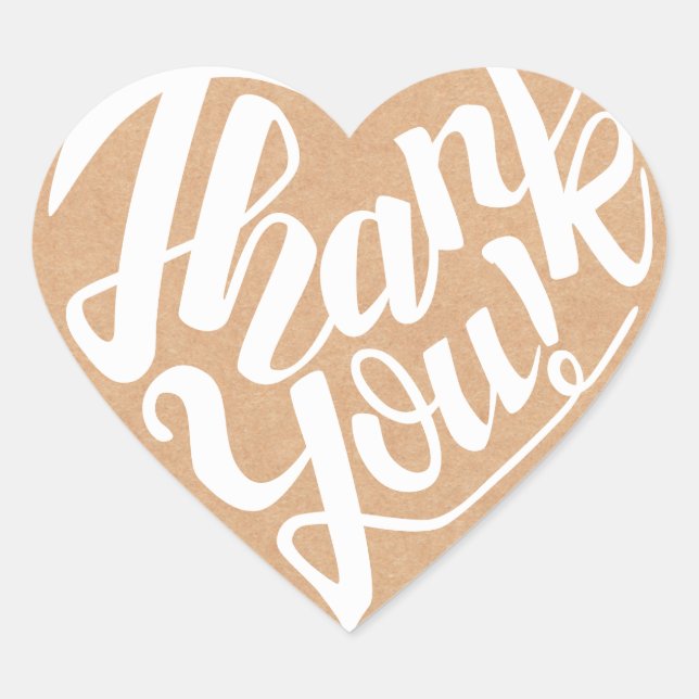 Heart shaped thank you  in 8 languages calligraphy sticker (Front)