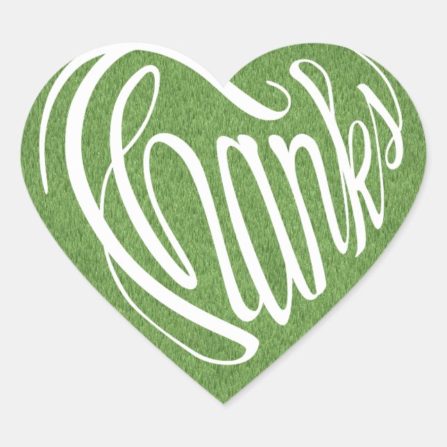 Heart shaped thanks in 6 languages heart sticker (Front)