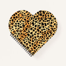 Heart-Shaped Tiger Print Notebook