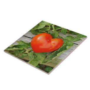 Heart Shaped Tomato Ceramic Tile
