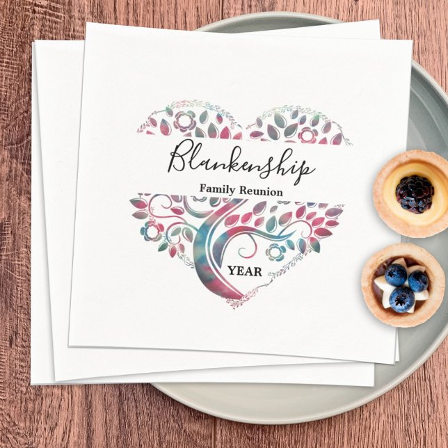 Heart Shaped Tree Family Reunion Template Napkin (Creator Uploaded)
