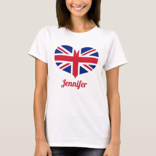 Heart Shaped UK Flag Personalised T-Shirt