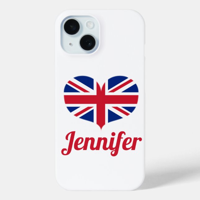 Heart Shaped UK Flag / Union Jack Personalised Case-Mate iPhone Case (Back)