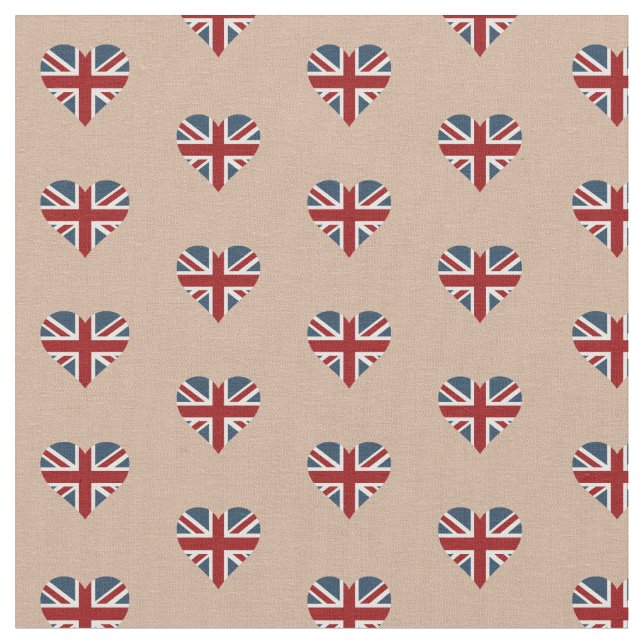 Heart Shaped Union Jack Flag Fabric (Close Up)