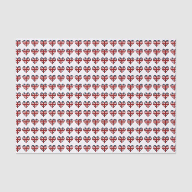 Heart Shaped Union Jack Flag Tissue Paper (Front)