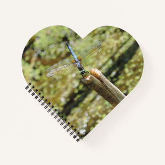 Heart-shaped unlined notebook with dragonfly photo