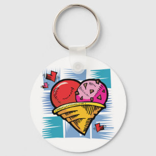 Heart Shaped V Day Ice Cream Key Ring
