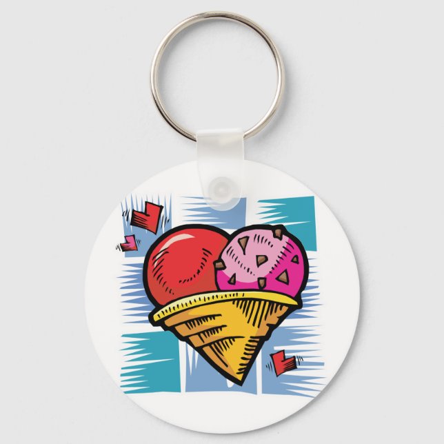 Heart Shaped V Day Ice Cream Key Ring (Front)