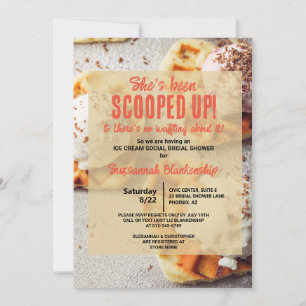 Heart Shaped Waffle Ice Cream Scoop Bridal Shower Invitation