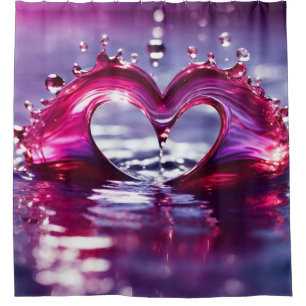 "Heart-Shaped Water Droplets" Shower Curtain