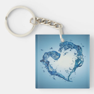 Heart Shaped Water Splashes - Acrylic Keychain