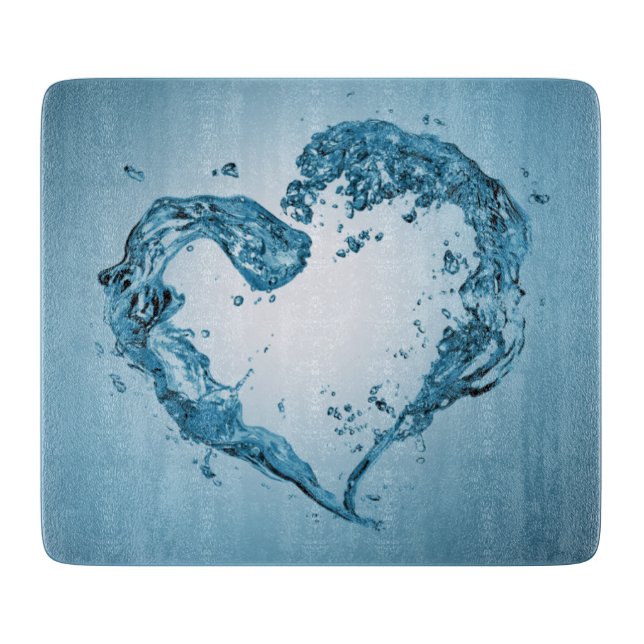 Heart-Shaped Water Splashes Cutting Board (Front)