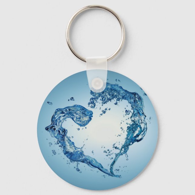 Heart-Shaped Water Splashes Key Ring (Front)