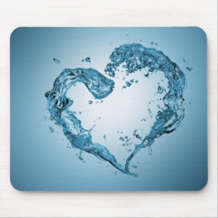 Heart-Shaped Water Splashes Mouse Pad