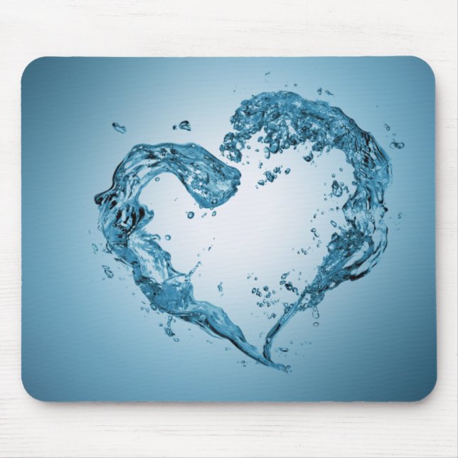 Heart-Shaped Water Splashes Mouse Pad (Front)