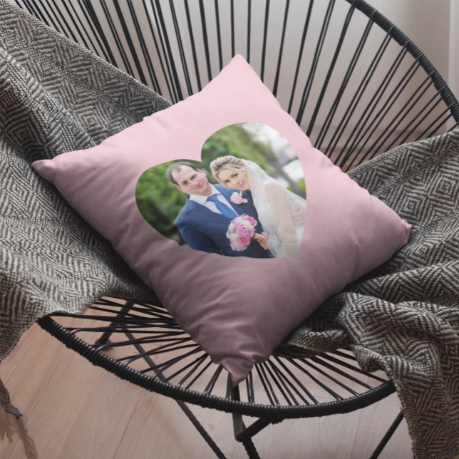 Heart Shaped Wedding Photo Pink Cushion (Creator Uploaded)